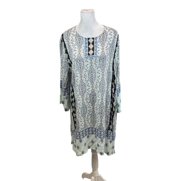 Ladies J. Jill Sea‎ Glass Mixed Print Tunic Top 3/4 Sleeves Size Large - Picture 2 of 11